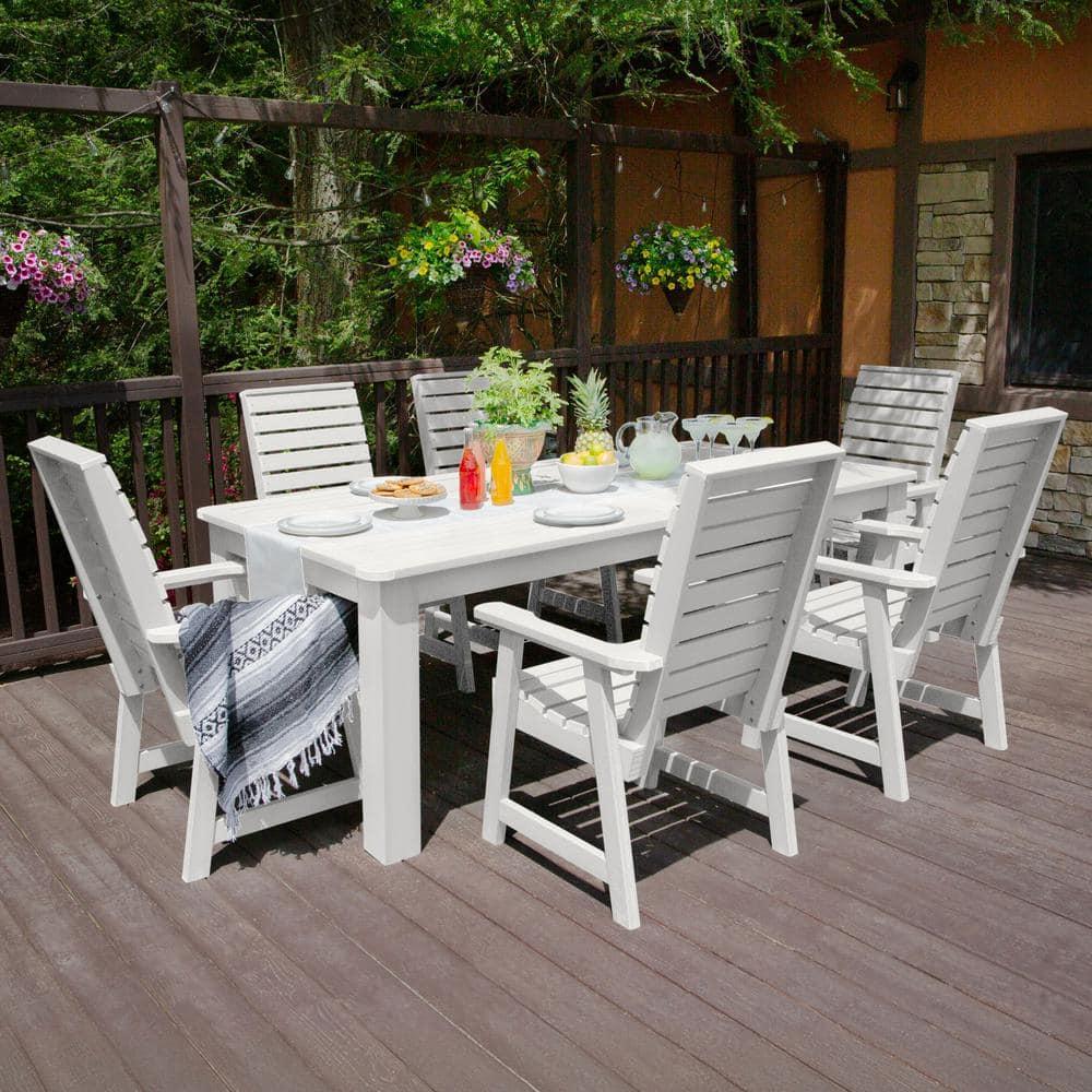 Highwood 7-pc Weatherly Dining Set - 42" x 84" Rectangle Table, Dining Height, Outdoor, Eco-friendly, Synthetic Wood
