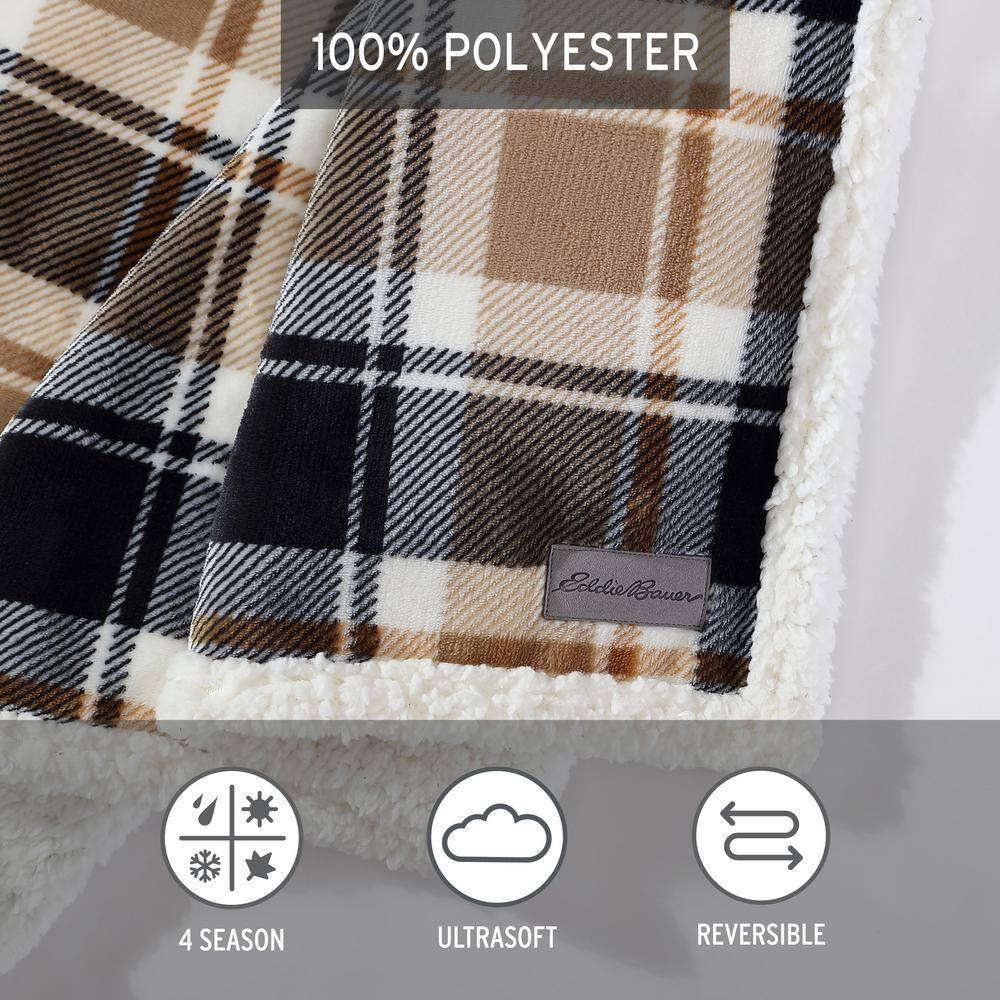 Eddie Bauer Printed Plush Fleece/Sherpa Throw Blankets