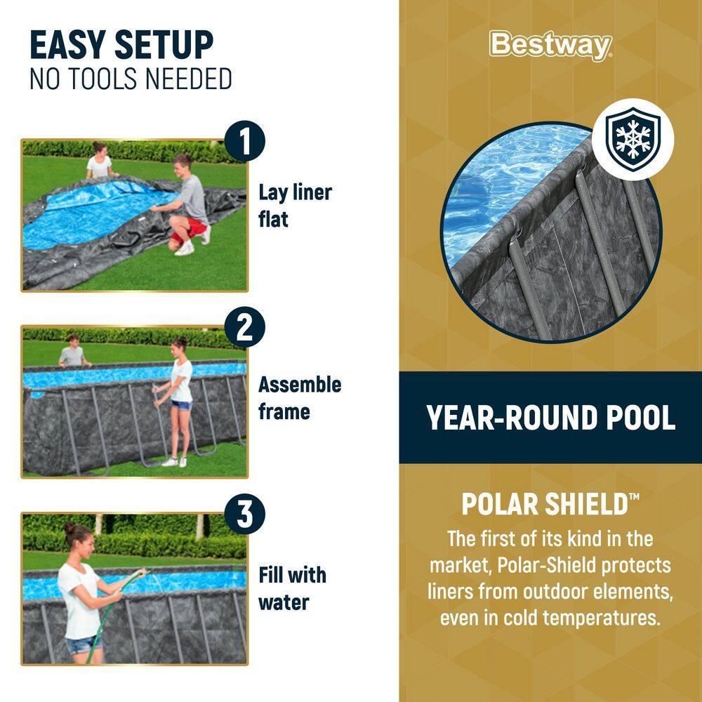 Bestway APX 365 Rectangular Above Ground Pool Set, 31'4" x 16' x 52"