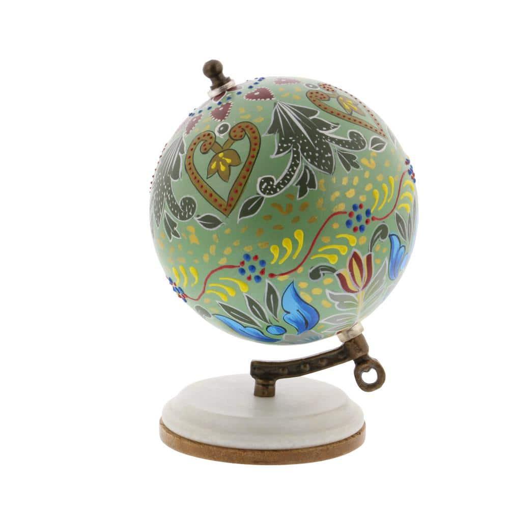 Decmode Modern 7 Inch Resin And Wood Decorative Lattice Globe, Multicolor