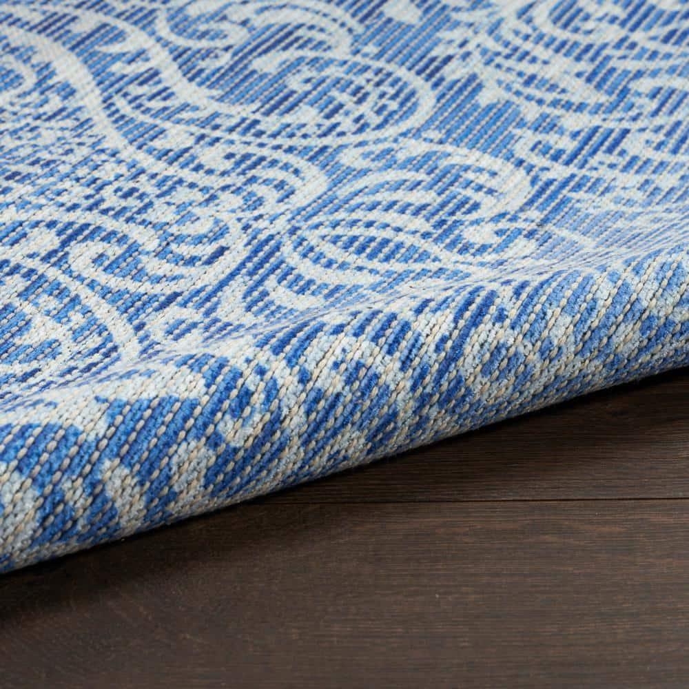 Waverly Washables Collection 7'10" x 9'10" Blue Damask Indoor Rug