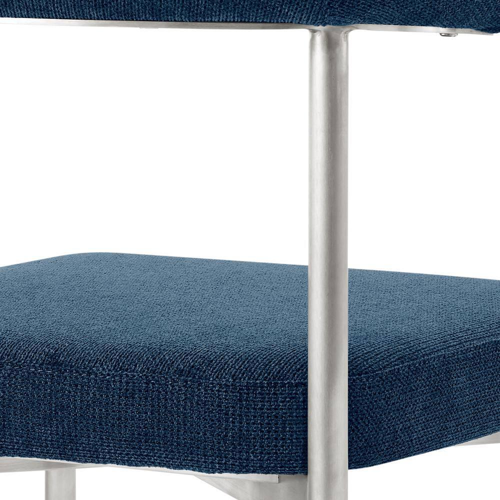 Armen Living Set of 2 Shannon Brushed Stainless Steal and Fabric Dining Chairs Blue