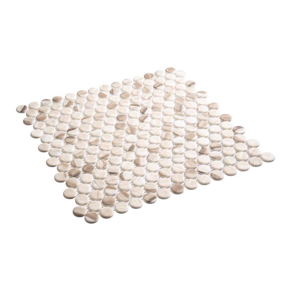 Dexo 1" Glass Penny Round Mosaic Kitchen Backsplash, Bathroom, Shower, Pool, Wall and Floor Tile