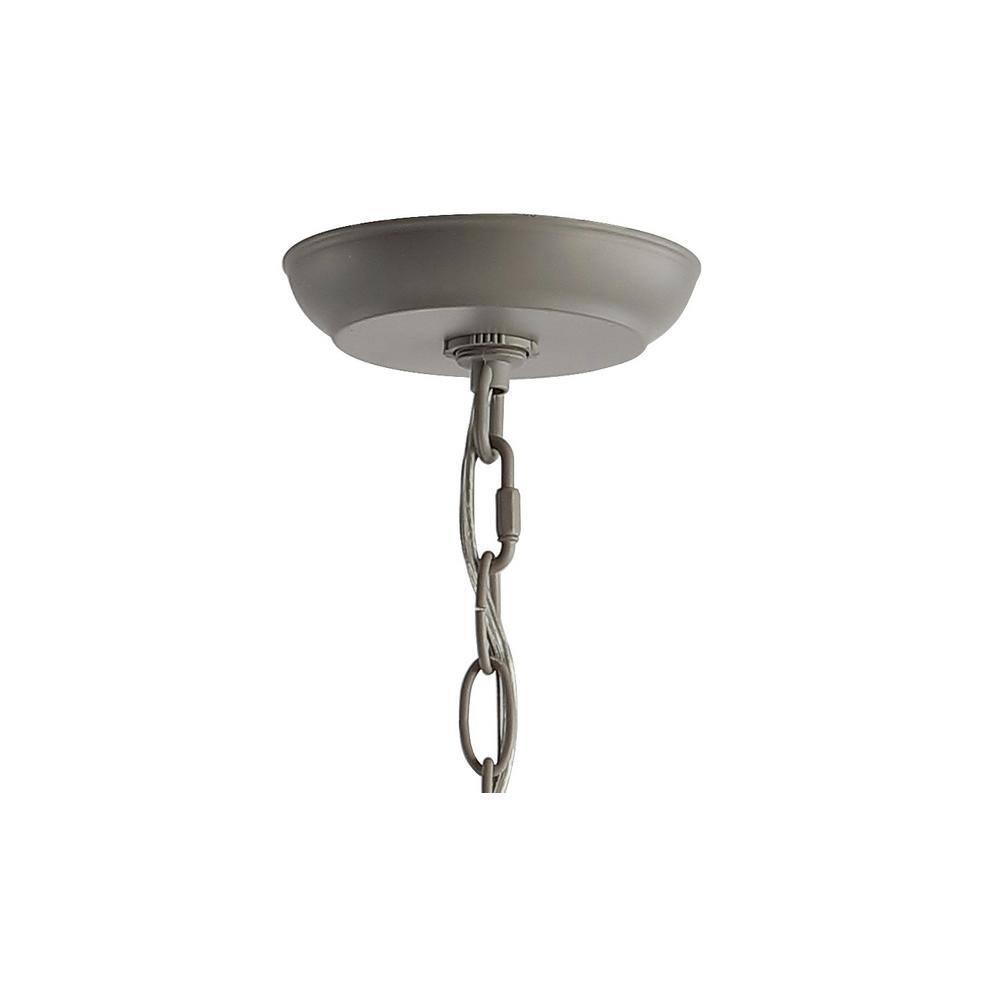 Rustica 6-Light 27" Adjustable Greige Metal/Wood Bead LED Chandelier, Grey/Natural