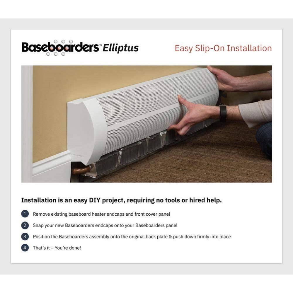 Baseboarders Baseboarders Basic Steel Easy Slip-On Baseboard Heater Cover Coupler - White