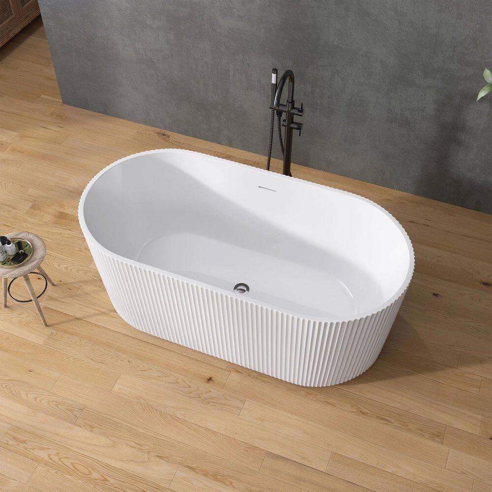 59" X 30" Freestanding Corner Soaking Acrylic Bathtub