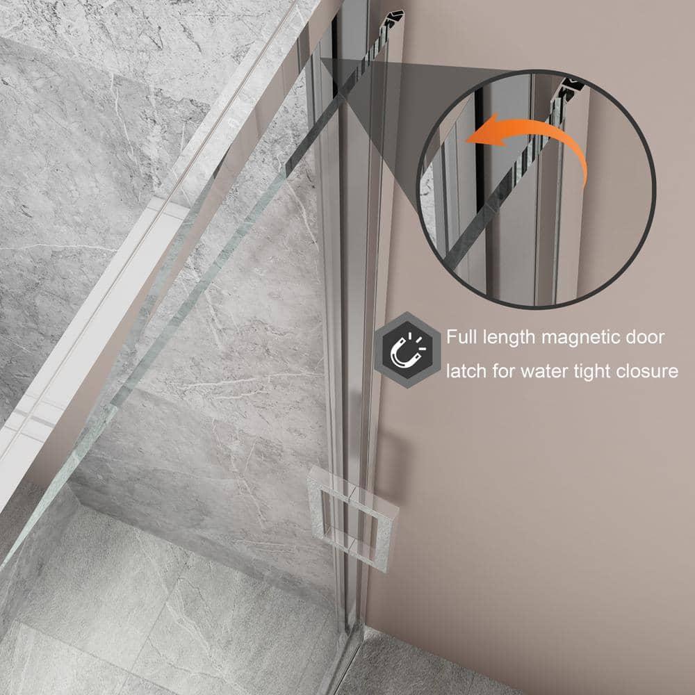 36 in.W - 72 in.H Pivot Shower Door with Clear Glass and Stainless Steel Handle