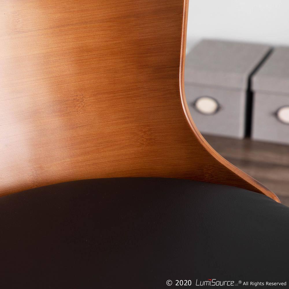 Bocello Mid-Century Modern Chair Black/Walnut - LumiSource: Faux Leather, Wood Frame, Armless