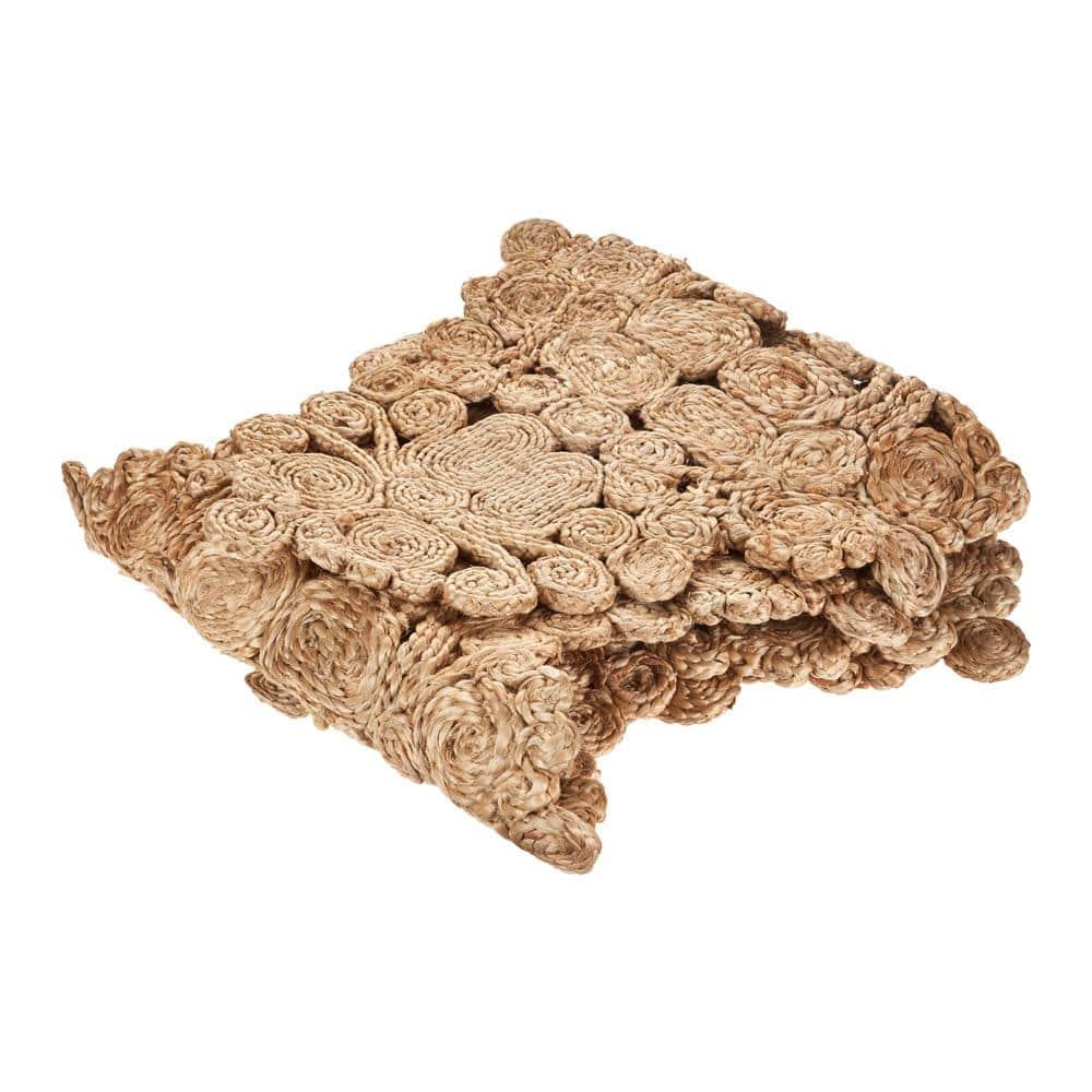 LR Home Hugo Solid Jute Table Runner, Natural 6’8” Length