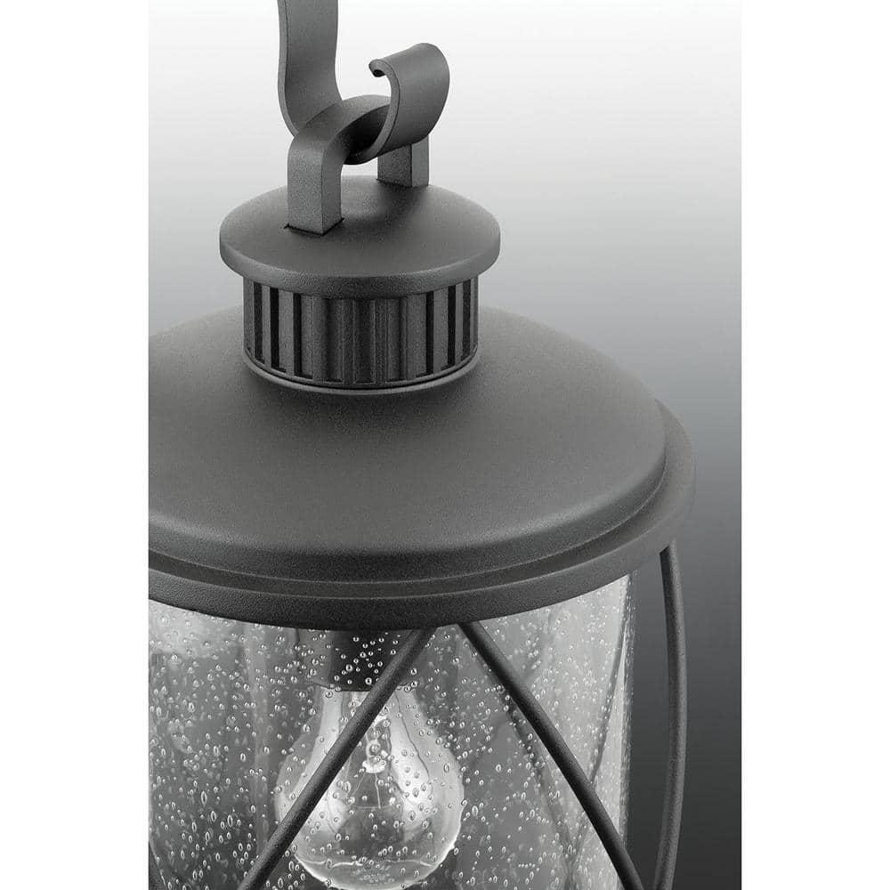 Progress Lighting Hollingsworth 1-Light Outdoor Black Post Lantern with Clear Seeded Glass