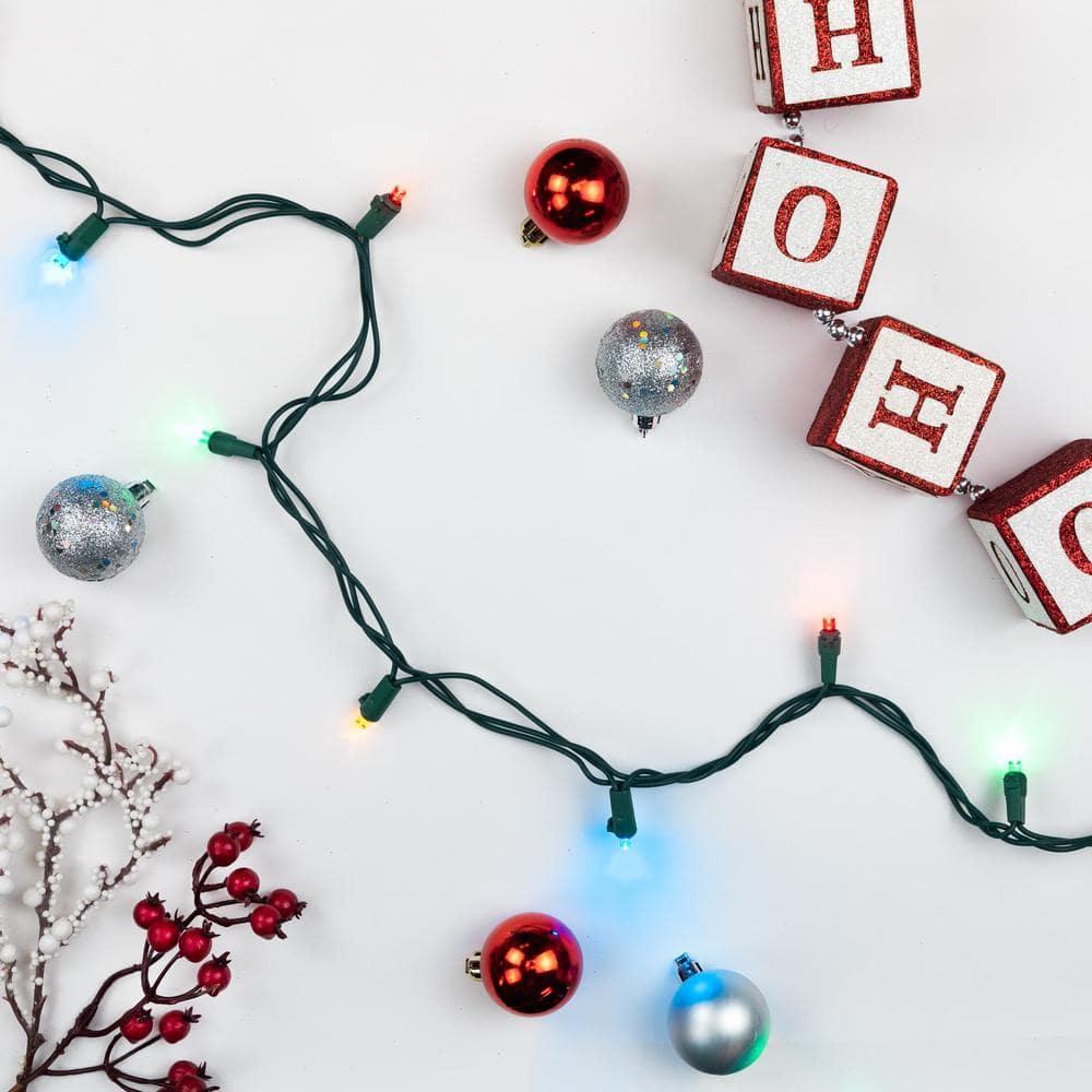 Northlight 50ct Multi-Color LED Wide Angle Christmas Lights,16.25ft Green Wire