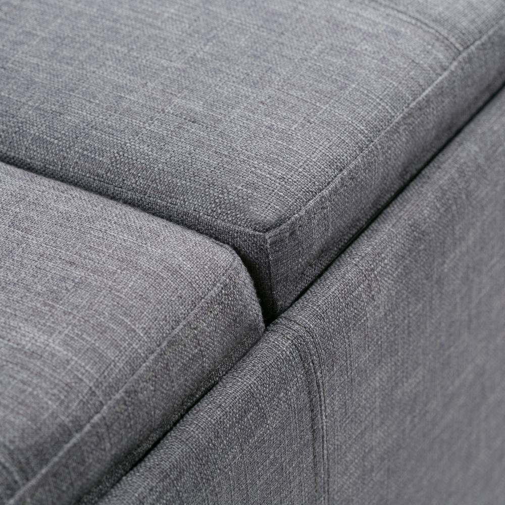 CAVINAS Linen Storage Ottoman Bench,Upholstered Ottoman with 3 Flip Over Serving Trays for Living Room,Bedroom,Slate Grey