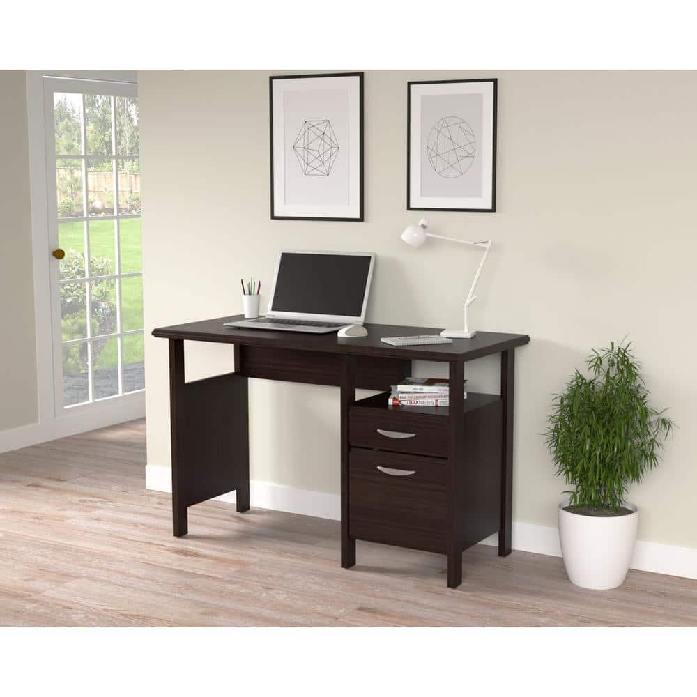 Inval 1-Drawer Writing Desk with Cabinet in Espresso