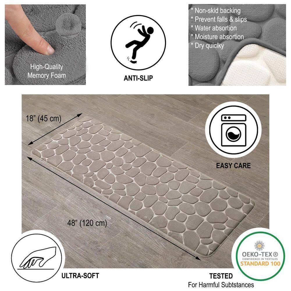 Evideco Pebble Runner Mat - Memory Foam - 48"L x 18"W for Kitchen, Bathroom and more & Reviews | Wayfair