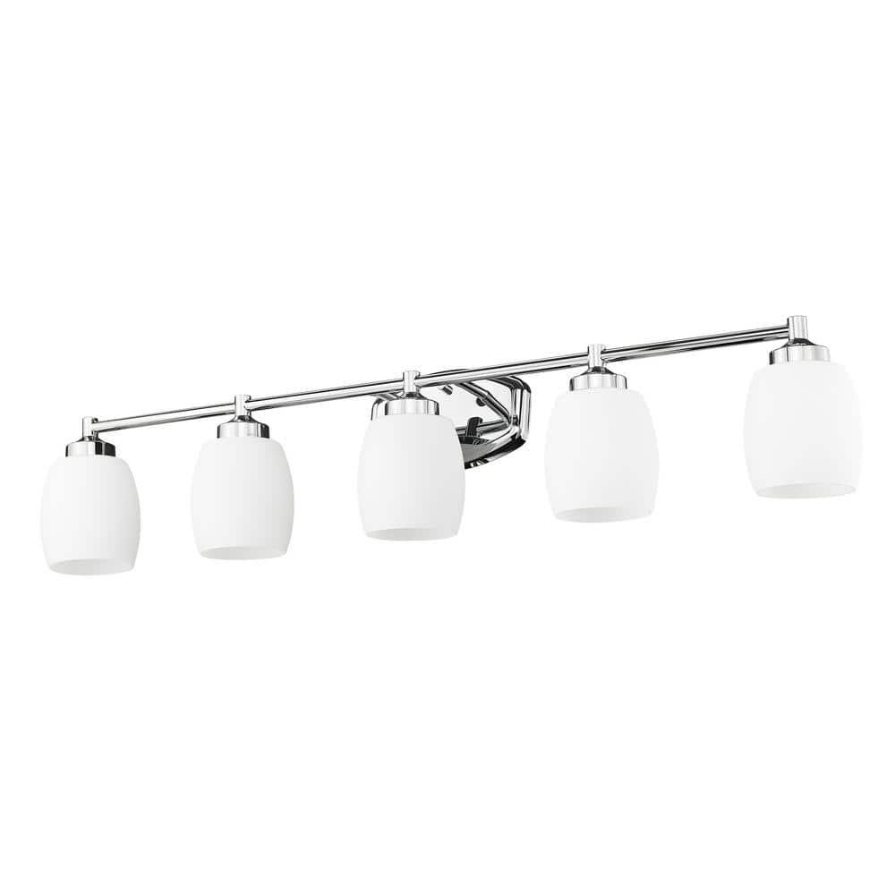 Kendrick 39.25" Chrome Vanity Light with Matte Opal Glass Shades