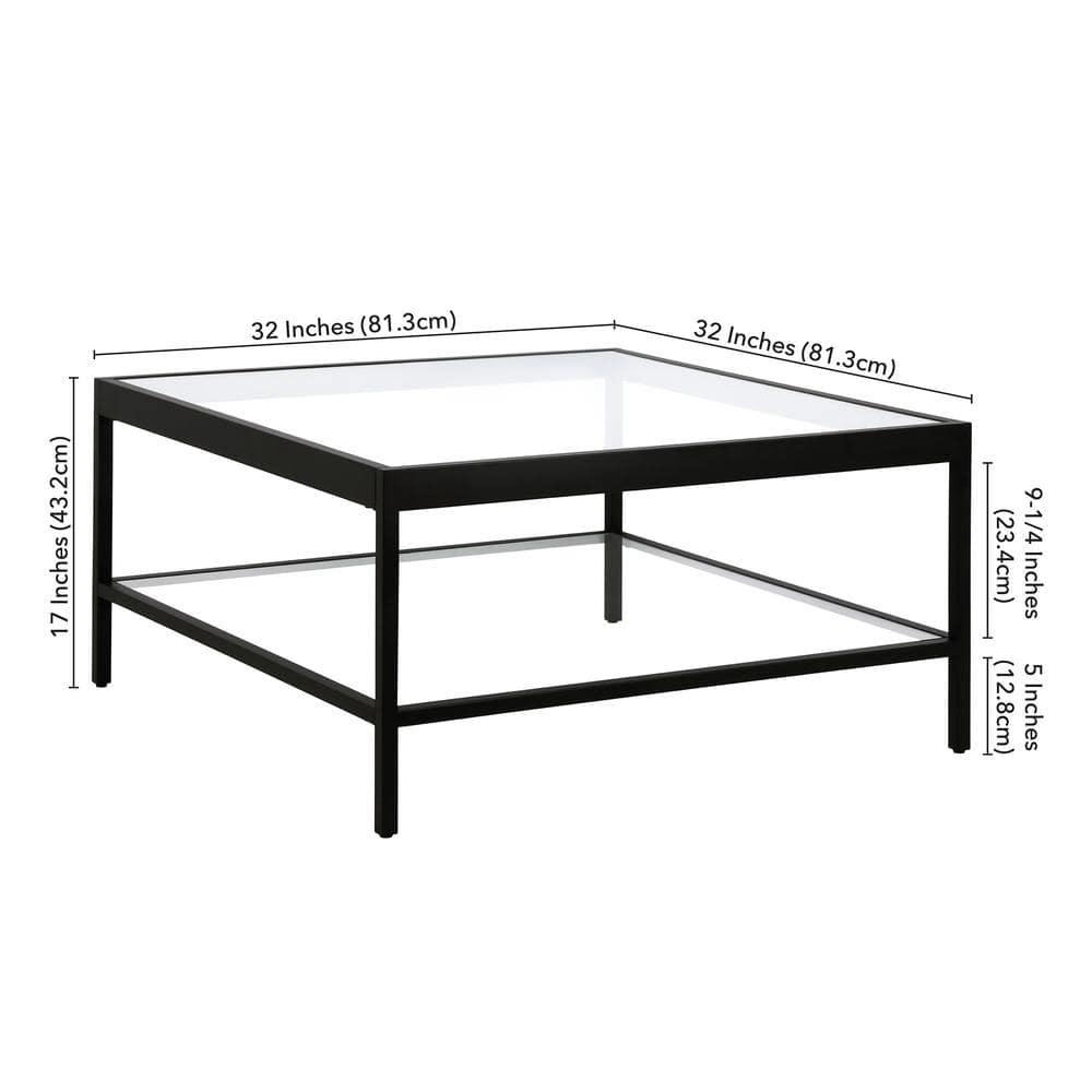 Evelyn&Zoe Alexis 32" Wide Square Coffee Table, Blackened Bronze