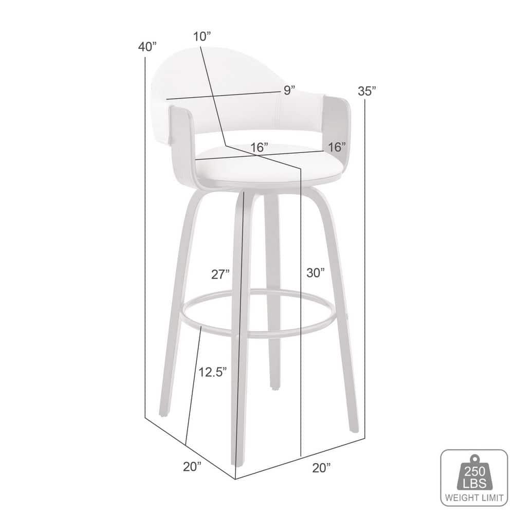 Daxton 30" Gray Faux Leather and Walnut Wood Bar Stool