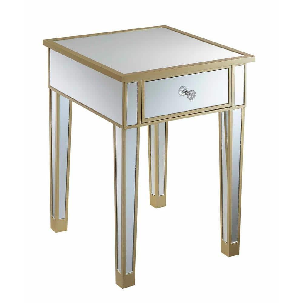 Convenience Concepts Gold Coast Mirrored End Table with Drawer, Multiple Colors