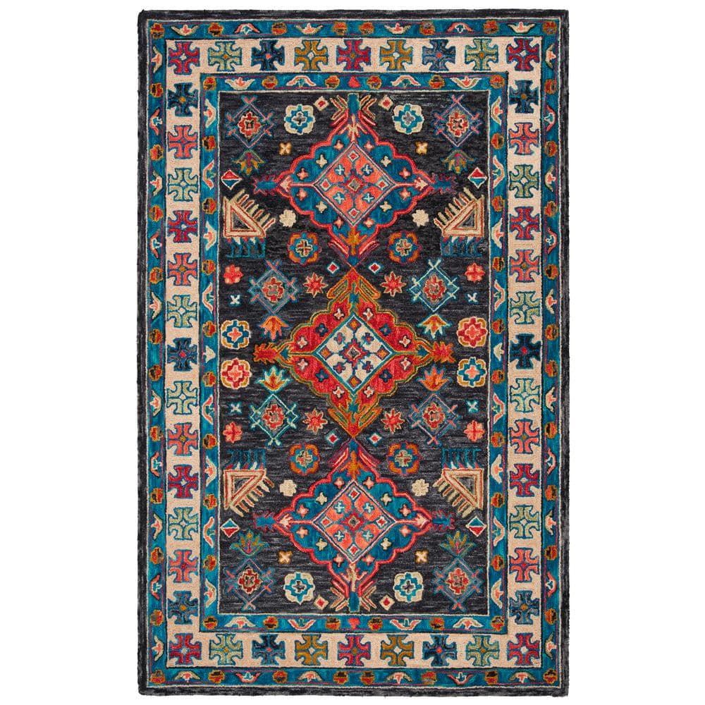 Aspen APN521 Hand Tufted Indoor Area Rug - Charcoal/Blue - 4'x6' - Safavieh
