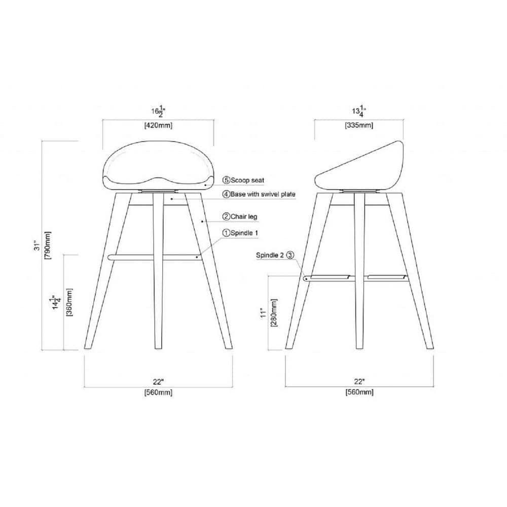 31" Bali Swivel Barstool Hardwood/Natural - Boraam: Contemporary, Backless, 300lb Capacity