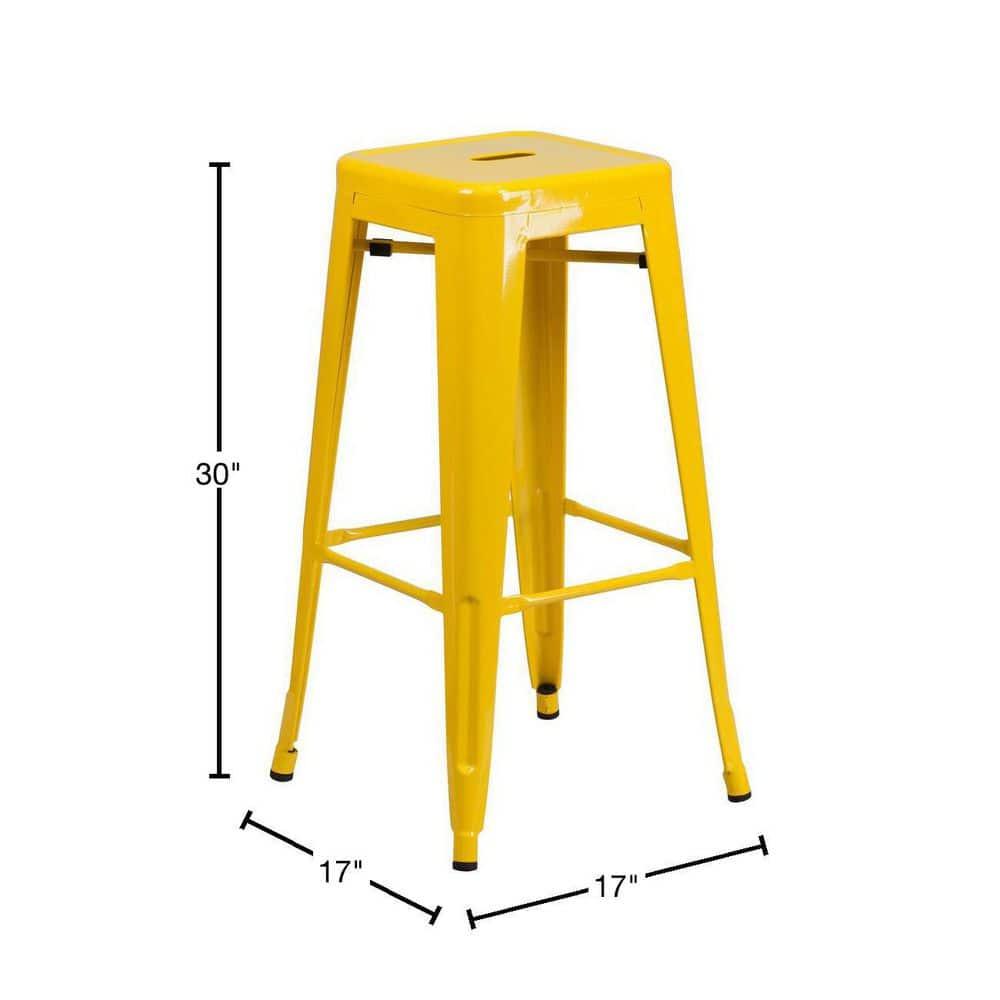 Flash Furniture Commercial Grade 30" High Backless Yellow Metal Indoor-Outdoor Barstool with Square Seat
