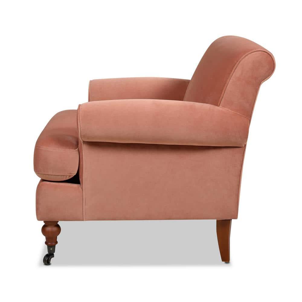Jennifer Taylor Home Alana 38" Lawson Large Living Room Accent Arm Chair with Metal Casters, Peach Orange