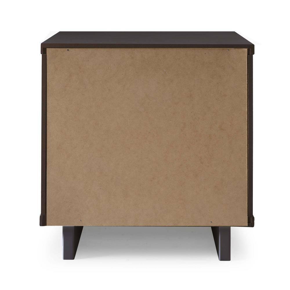 Manhattan Comfort Set of 2 Granville Nightstands with Drawer Dark Gray: UV Painted, Soft Close, Metal Handles