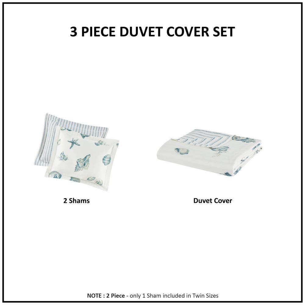 Beach House Coastal Cotton Reversible Duvet Cover Set