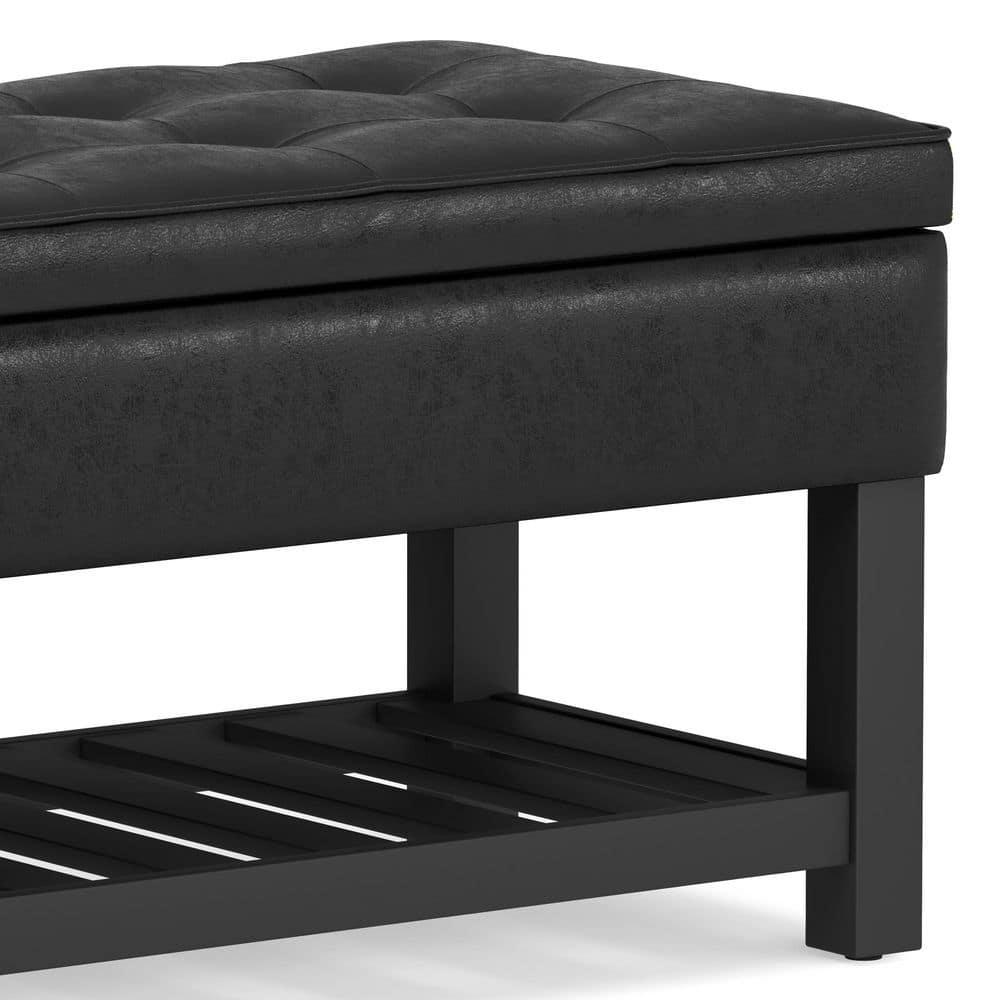 Simpli Home Cosmopolitan 44"W Transitional Tufted Storage Ottoman Bench with Lift Top
