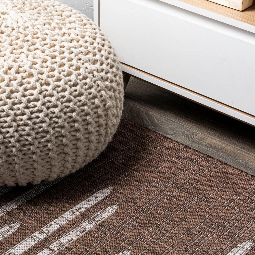 8'x10' Zolak Berber Stripe Geometric Indoor/Outdoor Area Rug, Brown/Beige - JONATHAN Y