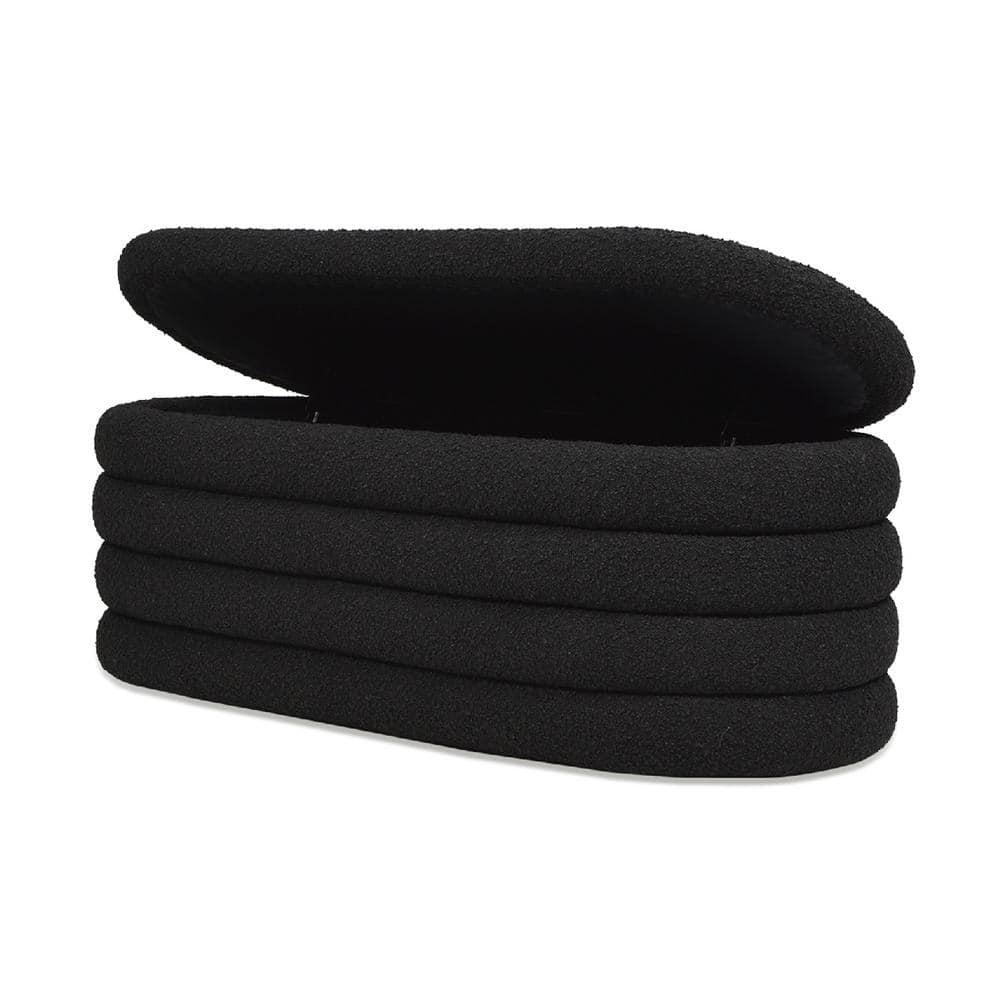 Everly Quinn Boucle Upholstered Storage Bench