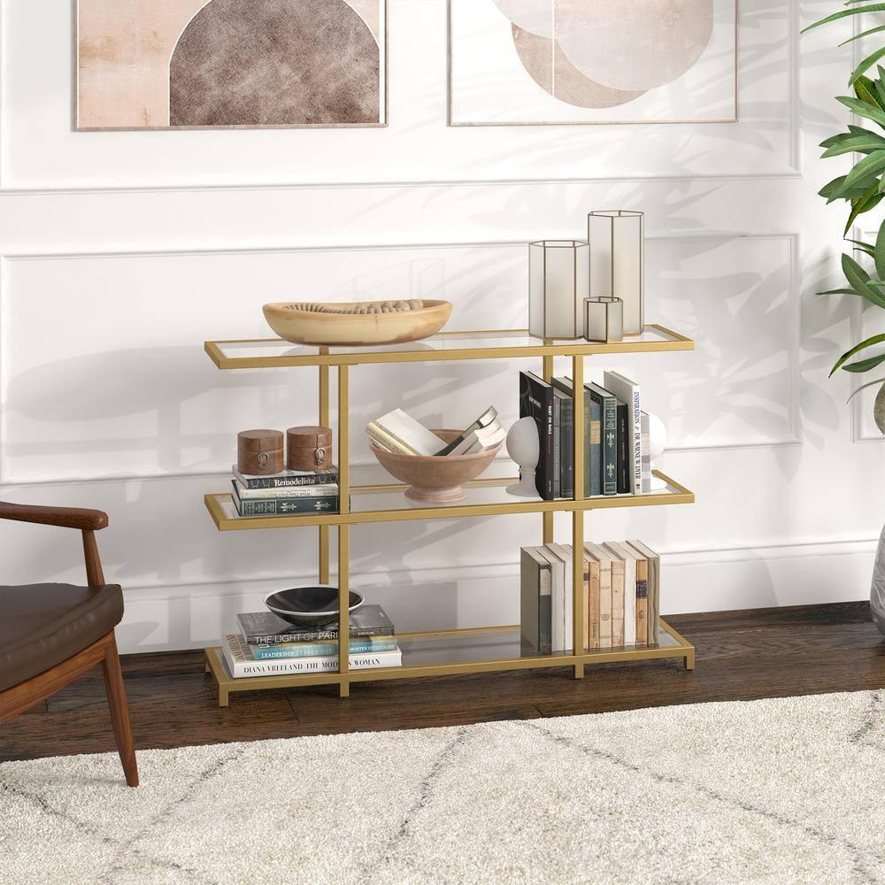 Evelyn&Zoe Greenwich 42" Wide Rectangular Console Table, Brass