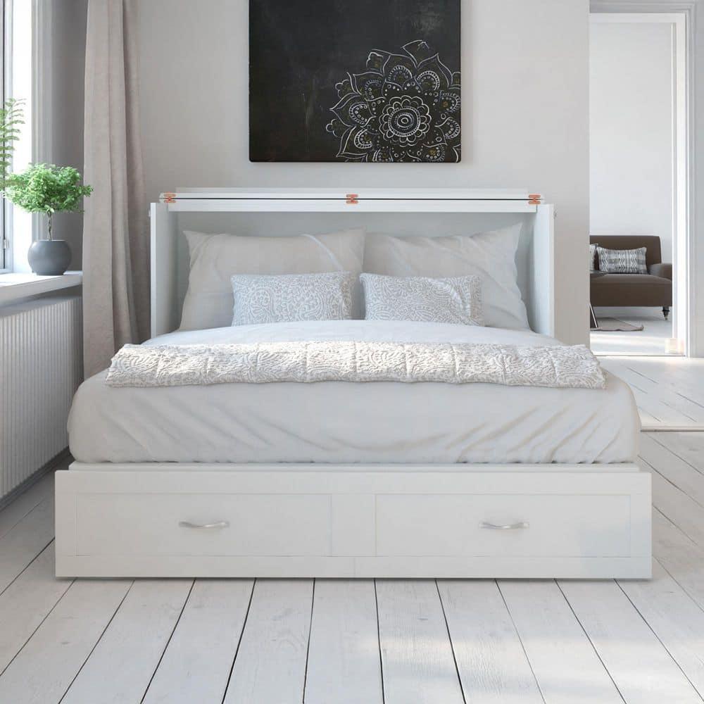 Hamilton Murphy Bed Chest Queen White with Charging Station