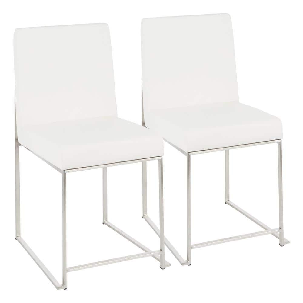Set of 2 High Back Fuji Contemporary Dining Chairs: Upholstered, Floor Protectors - LumiSource