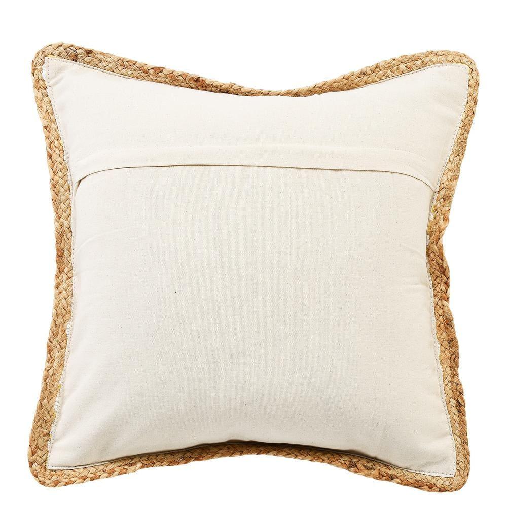 Ox Bay Ringo 20" x 20" Golden Yellow/White Jute Bordered Striped Cotton Adult Decorative Throw Pillow