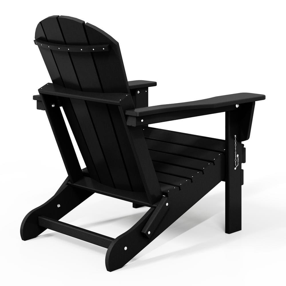 Westin Outdoor Braxton Folding Plastic Adirondack Chair - Black (Set of 2)