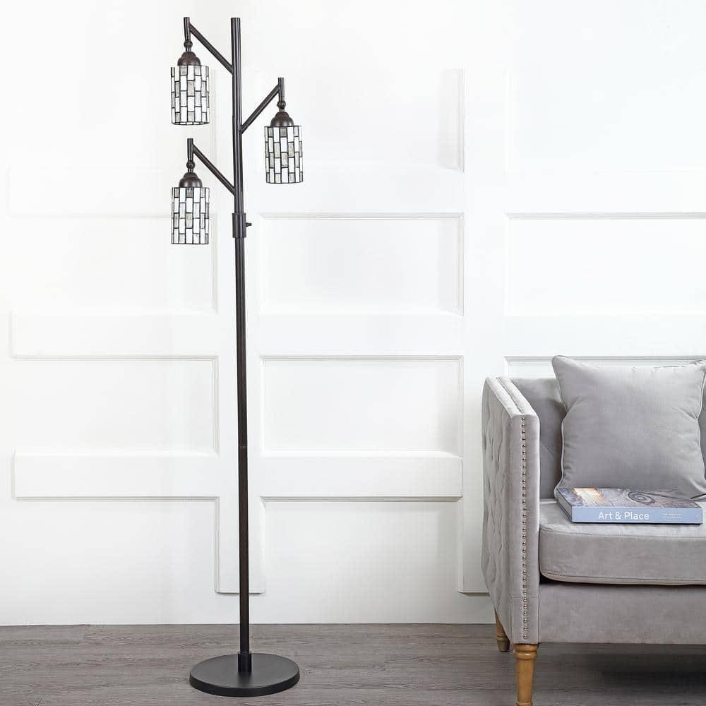 JONATHAN Y JYL8012A Lewis Tiffany-Style 71" Multi-Light LED Floor Lamp, Traditional for living room, dinning room, bedroom, office Bulb Included, Bronze