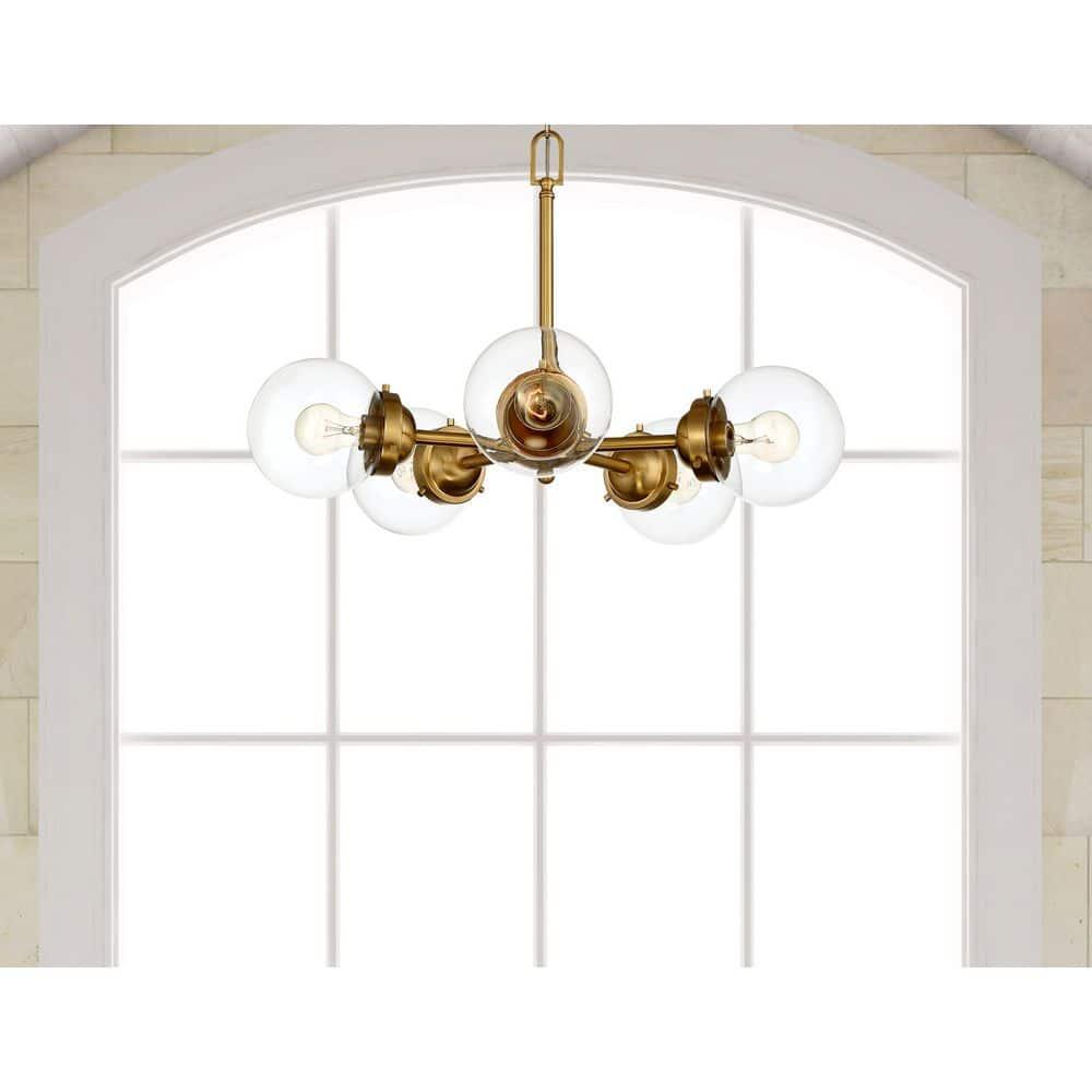 Knoll Vintage Warmth 26" Sputnik Chandelier in Brushed Gold