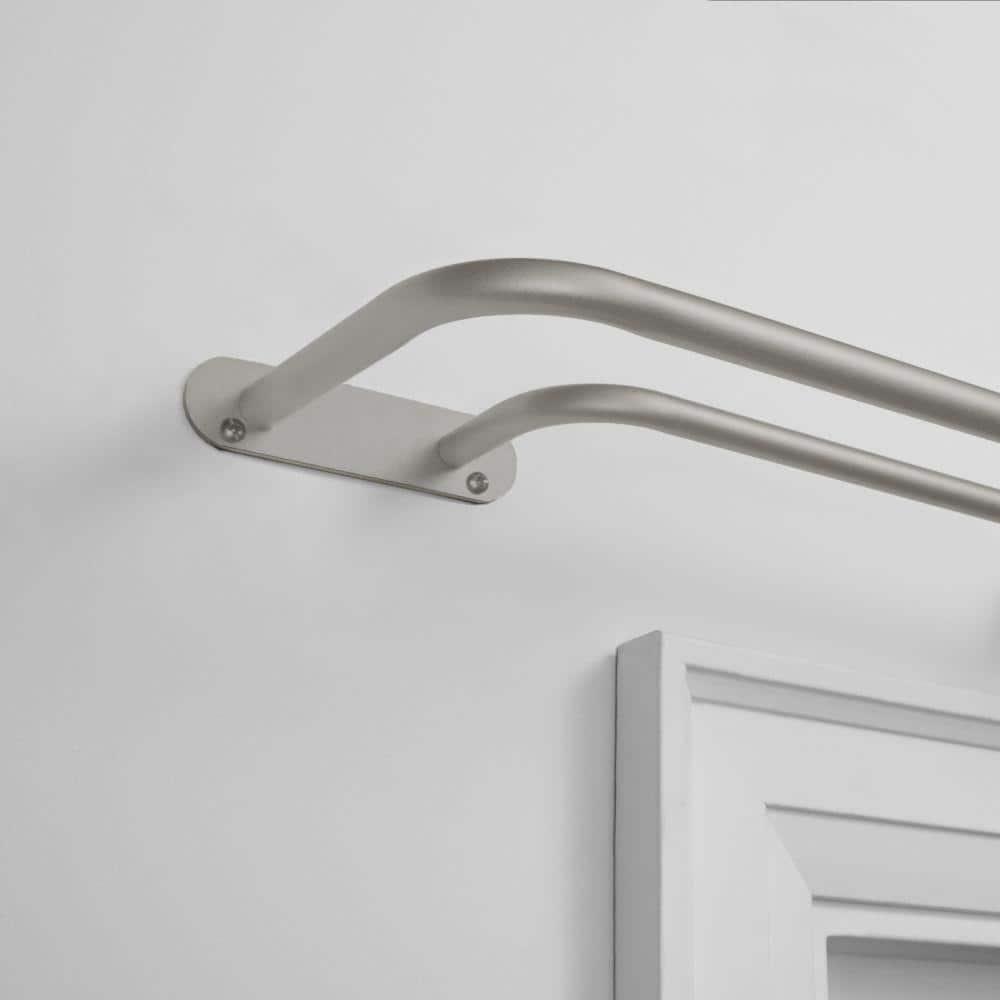 EXCLUSIVE HOME Fetter Wrap Around Double Curtain Rod, Matte Silver, 52"-72"