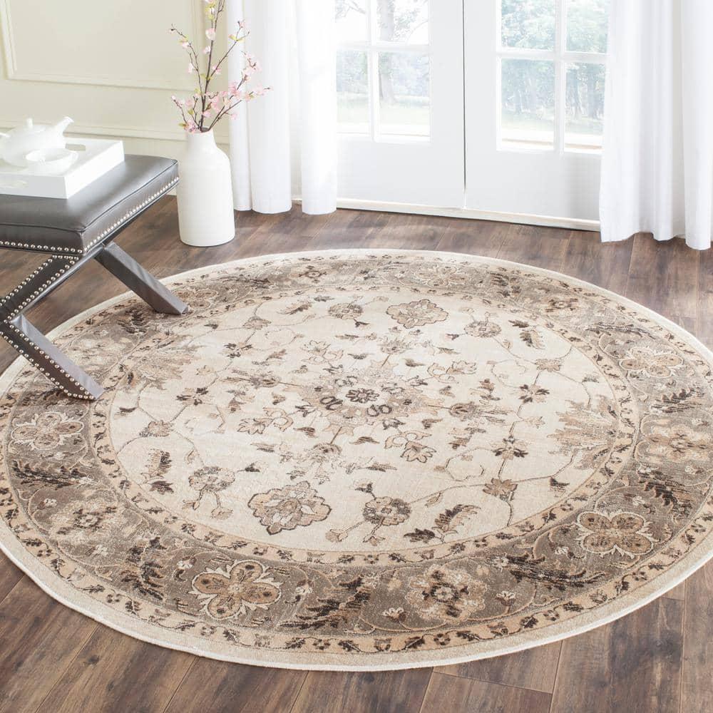 Vintage VTG168 Power Loomed Indoor Area Rug - Stone/Mouse - 6' round - Safavieh.