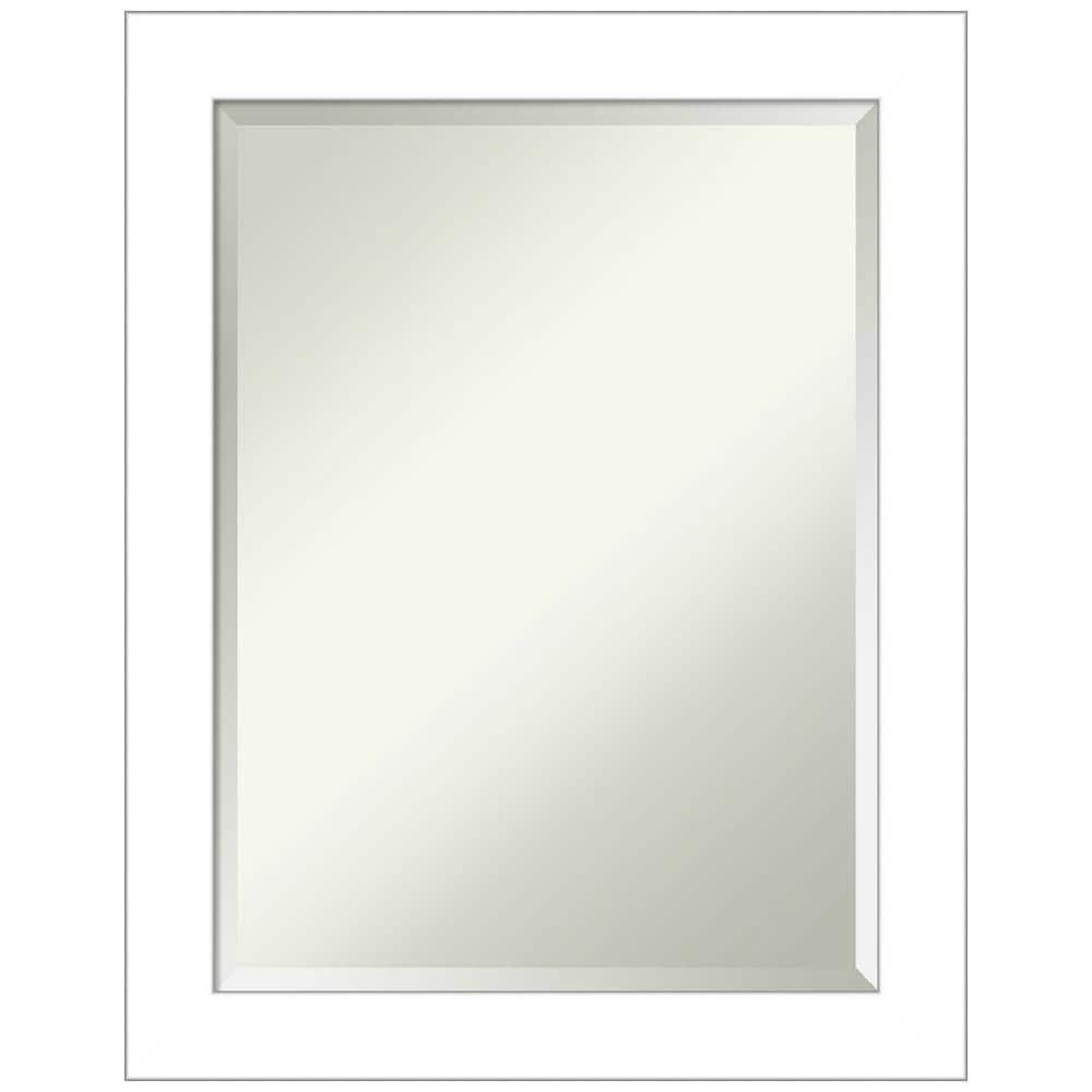 22" x 28" Wedge Framed Bathroom Vanity Wall Mirror White - Amanti Art: Modern, Satin Finish, No Assembly Required