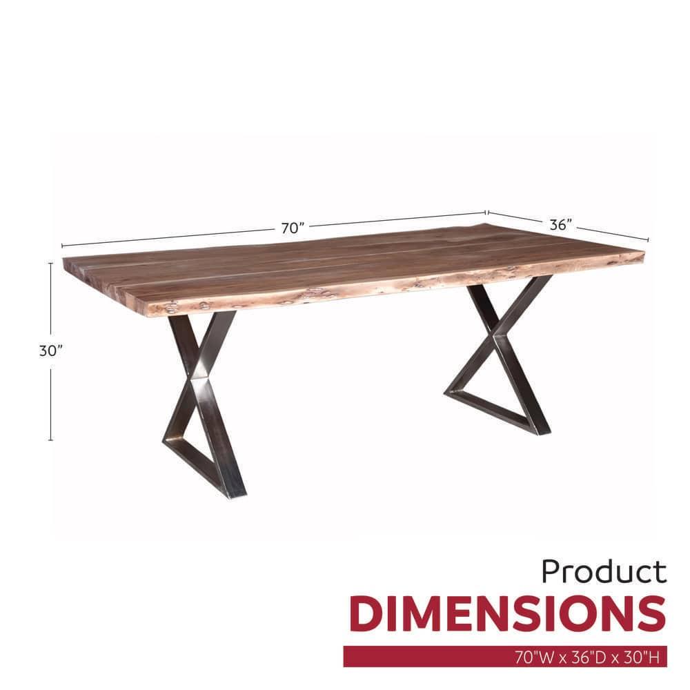 Primo International 51223 70 in. Sutherland Rustic Dining Table, Brown