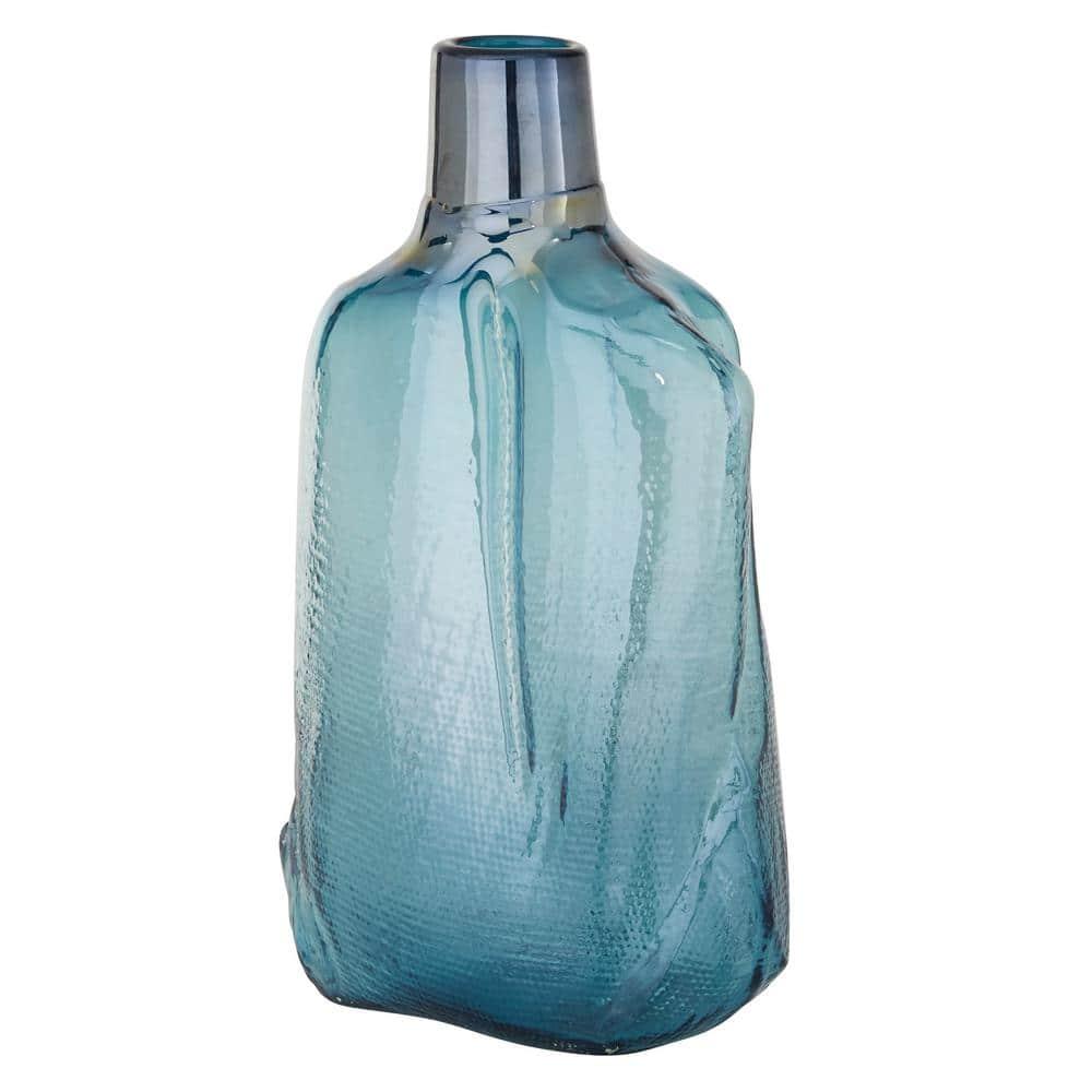 DecMode 16" Blown Blue Glass Vase