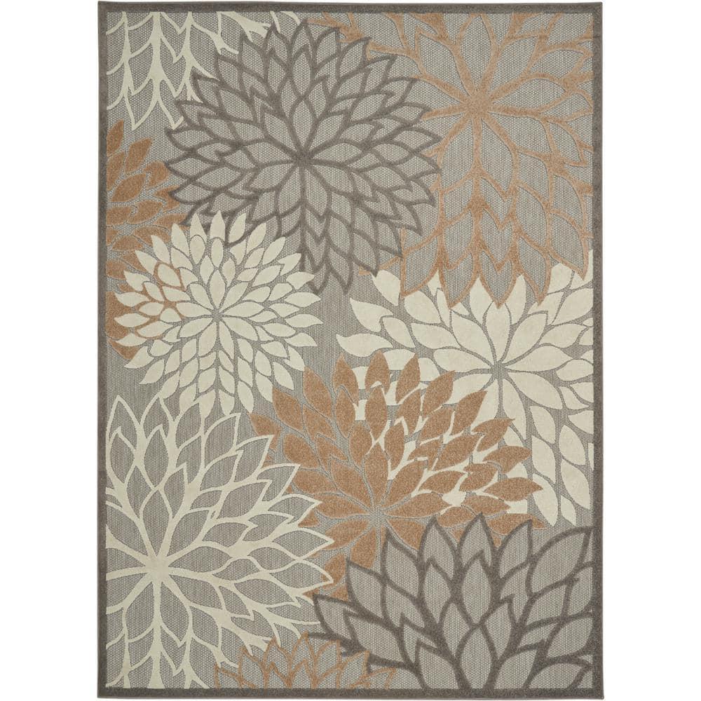 Nourison Aloha Floral Bloom Flatweave High-Low Indoor Outdoor Area Rug Natural 9'6" x 13'