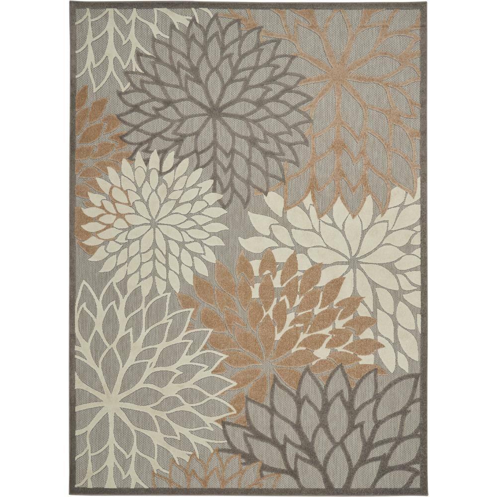 Nourison Aloha Floral Bloom Flatweave High-Low Indoor Outdoor Area Rug Natural 7' x 10'