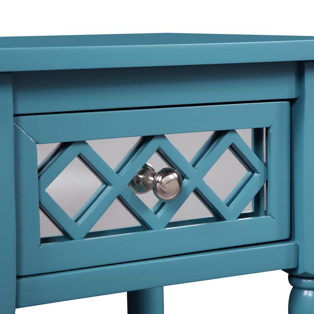 Convenience Concepts French Country Khloe Deluxe 1 Drawer Accent Table with Shelf, Blue