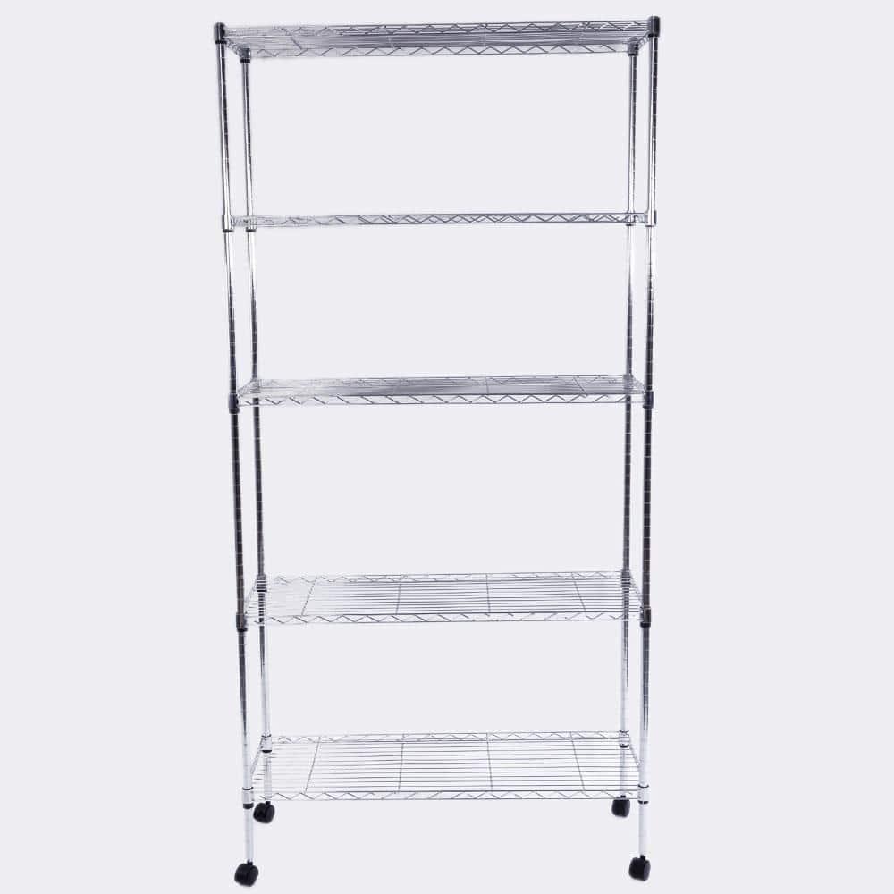 Silver 5-Tier Heavy Duty Metal Garage Storage Shelving Unit