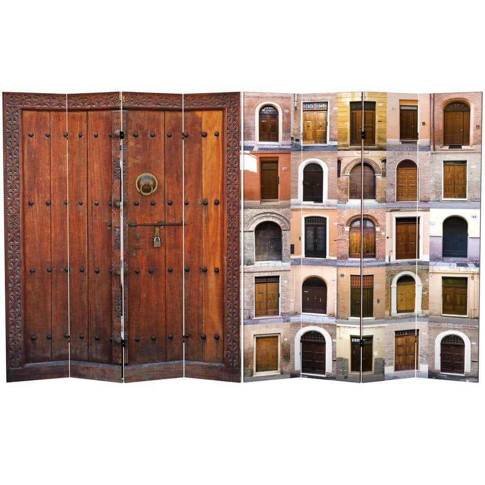 6' Tall Double Sided Doors Canvas Room Divider 4 Panel - Oriental Furniture: Gallery Quality, No Assembly Required