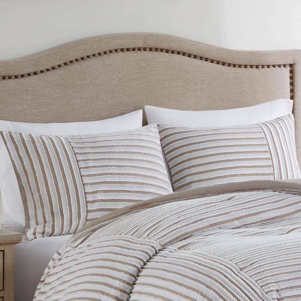 Taylor White/Natural Microfiber 5 Piece Comforter Set