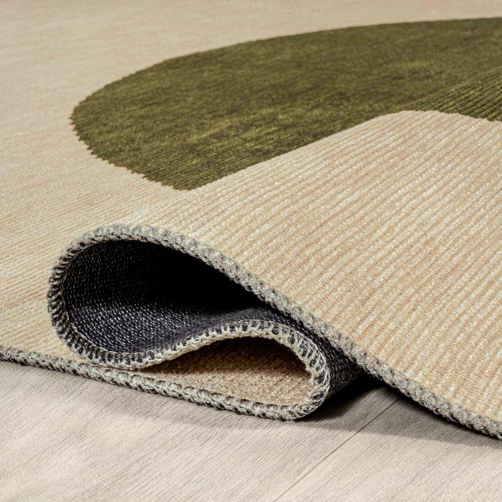 4' x 6' Cirkel Minimalist Geometric Dot Machine-Washable Area Rug, Cream/Olive - JONATHAN Y